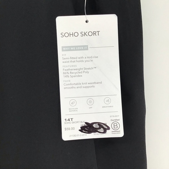 Athleta NWT Soho Athletic Tennis Pickleball Golf Skort Casual Black Size 14T - Picture 9 of 11